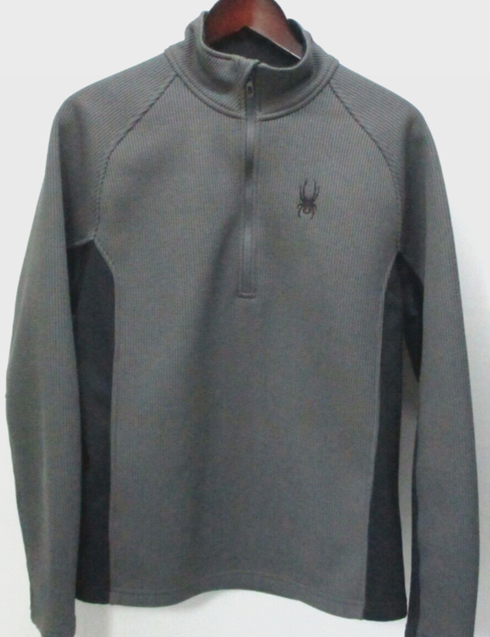 SPYDER MEN'S MEDIUM SWEATER FLEECE JACKET GRAY & BLACK PULLOVER 1/4 ZIP